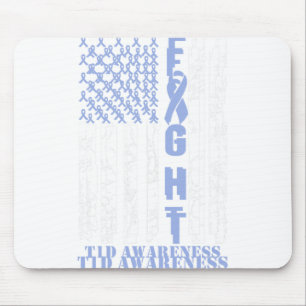 Diabetes T1D Awareness Month Fight Flag Blue Ribbo Mouse Pad
