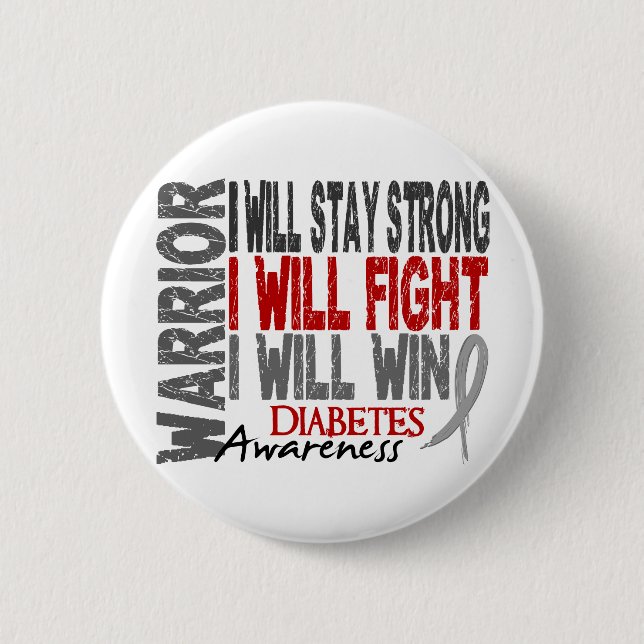 Diabetes Warrior 6 Cm Round Badge (Front)