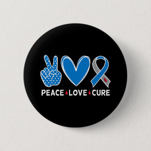 Diabetes Warrior Awareness Blue Peace Love Cure Fa 6 Cm Round Badge