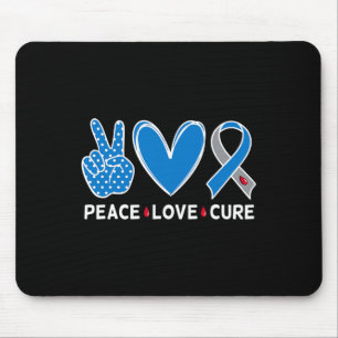 Diabetes Warrior Awareness Blue Peace Love Cure Fa Mouse Pad