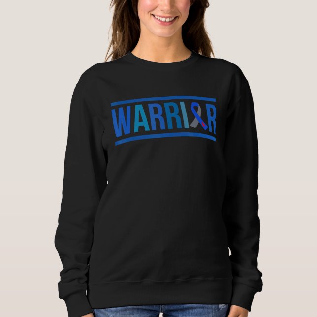 Diabetes Warrior Blue Grey Ribbon Diabetes Awarene Sweatshirt (Front)