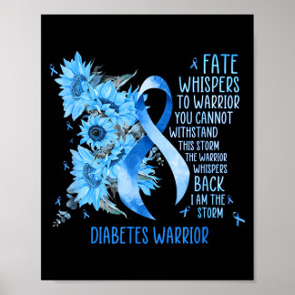 Diabetes Warrior Blue Ribbon Butterfly Diabetes Poster