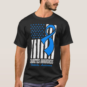 Diabetes Warrior Blue Ribbon T1D Type 1 Diabetes T-Shirt