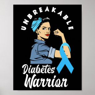 Diabetes Warrior Diabetic T1d Diabetes Awareness Poster