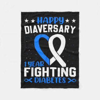 Diabetes Warrior - Happy Diaversary Diabetes Fleece Blanket