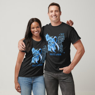Diabetes Warrior "I Am The Storm" Blue Sunflowers T-Shirt