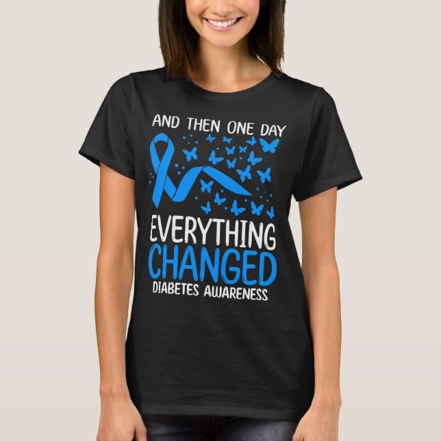 Diabetes Warrior Ribbon Fighter Diabetes Awareness T-Shirt (Front)