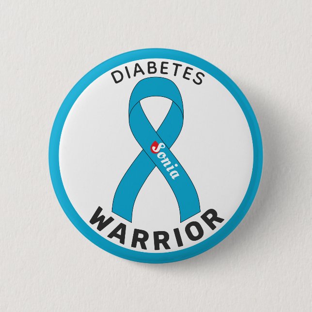 Diabetes Warrior Ribbon White Button (Front)
