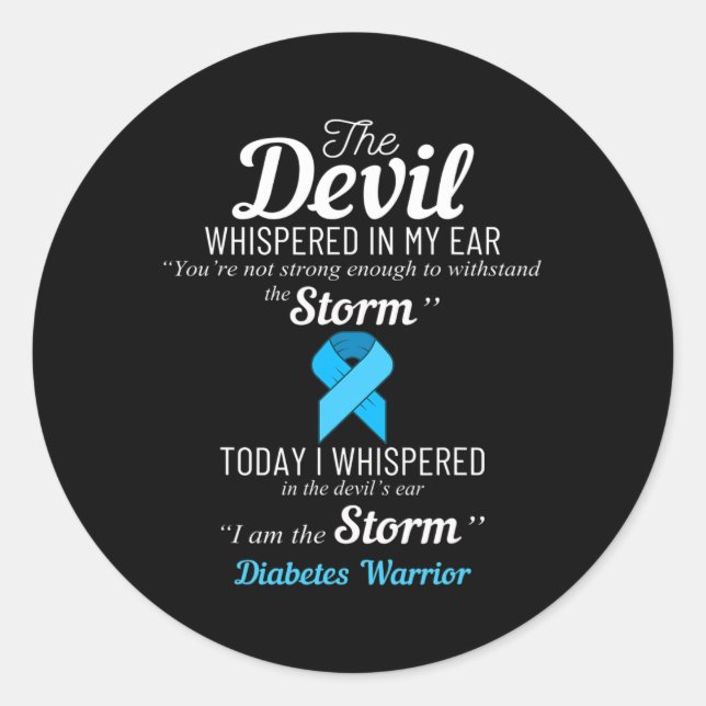 Diabetes Warrior Storm Best Diabetes Awareness Gif Classic Round Sticker (Front)