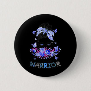 Diabetes Warrior T1d Messy Bun Hair Diabetes Aware 6 Cm Round Badge