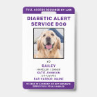 Diabetic Alert Service Dog ID Personalised Photo