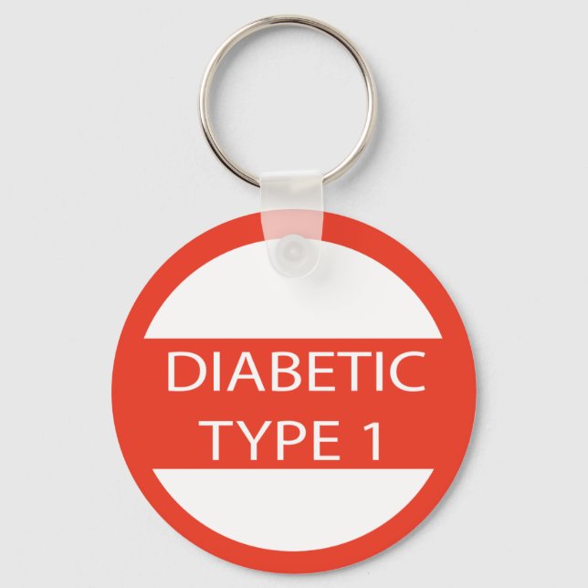 Diabetic keyring diabetes type 1 medical alert fob (Front)