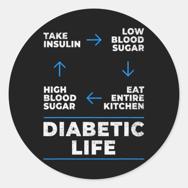 Diabetic Life Cycle Fun Diabetes Awareness  Classic Round Sticker (Front)