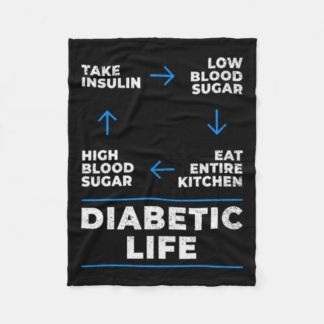 Diabetic Life Cycle Fun Diabetes Awareness  Fleece Blanket (Front)