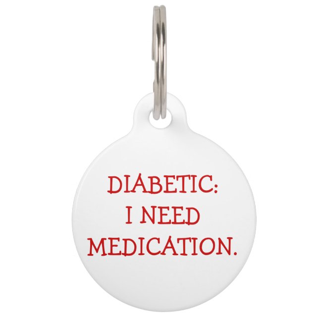 Diabetic Medical Alert Tag for Dogs (Front)