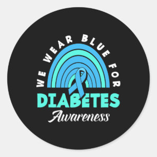 Diabetic Typ 1 T1d We Wear Blue For Diabetes Aware Classic Round Sticker