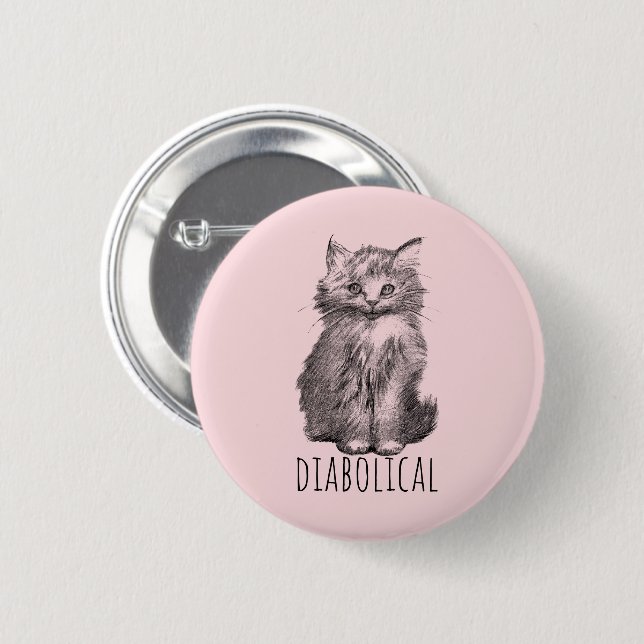 Diabolical Cute Fluffy Kitten 6 Cm Round Badge (Front & Back)