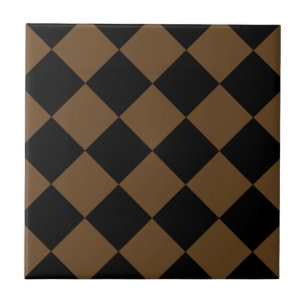 Diag Chequered Large - Black and Dark Brown Ceramic Tile