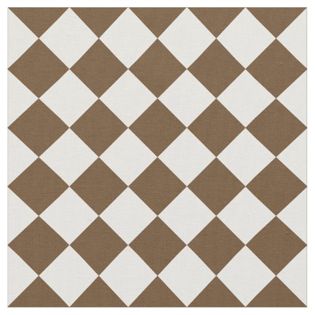 Diag Chequered Large - White and Dark Brown Fabric (Close Up)