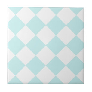 Diag Chequered Large - White and Pale Blue Tile