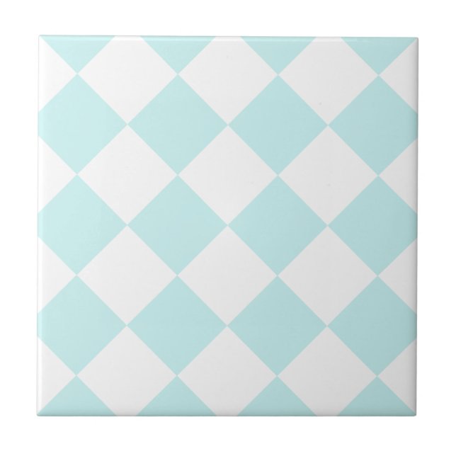 Diag Chequered Large - White and Pale Blue Tile (Front)