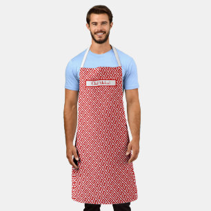 Diag Greek Key Pattern DIY Colours Red White SV Apron