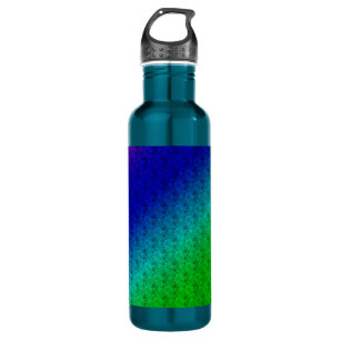 Diag Rainbow Gradient Floral Pattern Blue Green 710 Ml Water Bottle