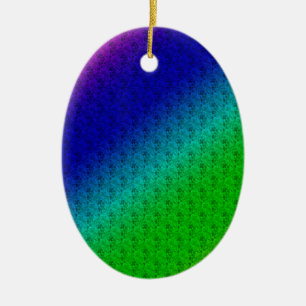 Diag Rainbow Gradient Floral Pattern Blue Green Ceramic Tree Decoration