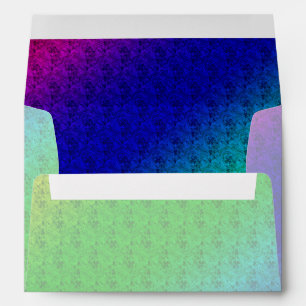 Diag Rainbow Gradient Floral Pattern Blue Green Envelope