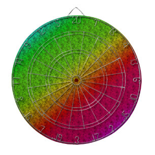 Diag Rainbow Gradient Floral Pattern Red Green Dartboard