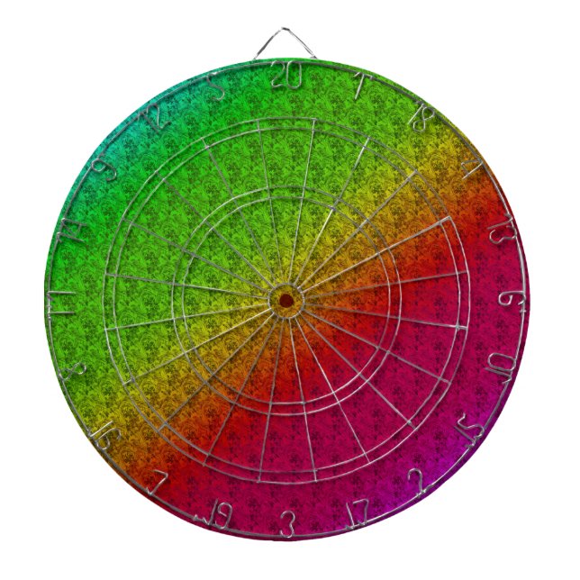 Diag Rainbow Gradient Floral Pattern Red Green Dartboard (Front)