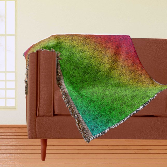 Diag Rainbow Gradient Floral Pattern Red Green Throw Blanket (Diag Rainbow Gradient Floral Pattern Red Green Throw Blanket)