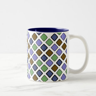 DIAG SQUARES plus blue Two-Tone Coffee Mug