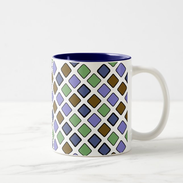 DIAG SQUARES plus blue Two-Tone Coffee Mug (Right)