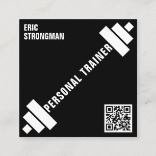 Diagonal barbell square business card