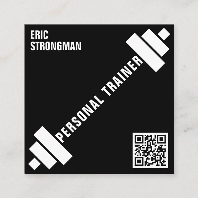 Diagonal barbell square business card (Front)