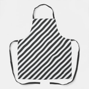 Diagonal black and white stripes pattern apron