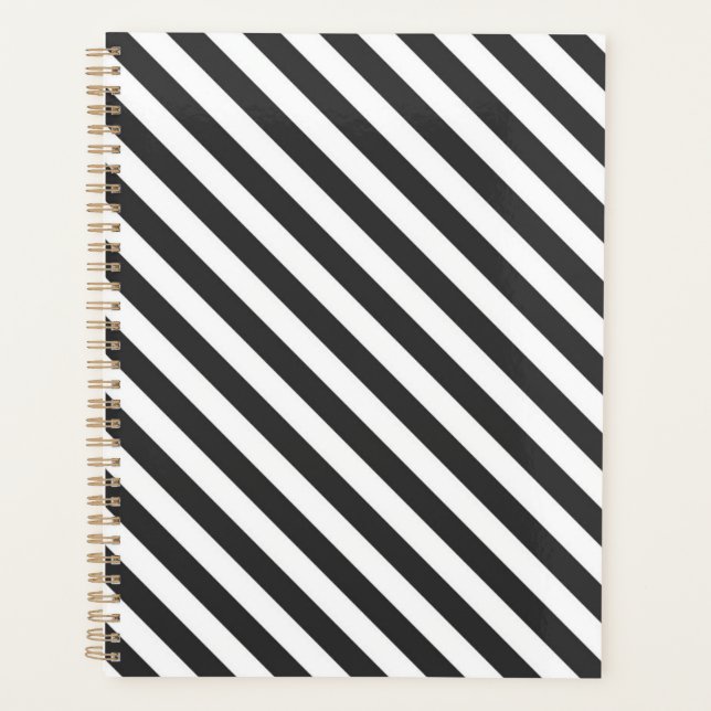 Diagonal black and white stripes  pattern planner (Front)