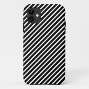 DIAGONAL BLACK AND WHITE ZEBRA STRIPES Apple iPhone 11 Case
