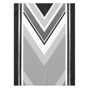 Diagonal black, grey, metallic striped print tablecloth