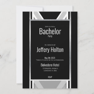 Diagonal black, grey, metallic striped save the da date