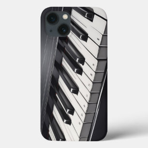 Diagonal Black & White Piano Keyboard Perspective iPhone 13 Case