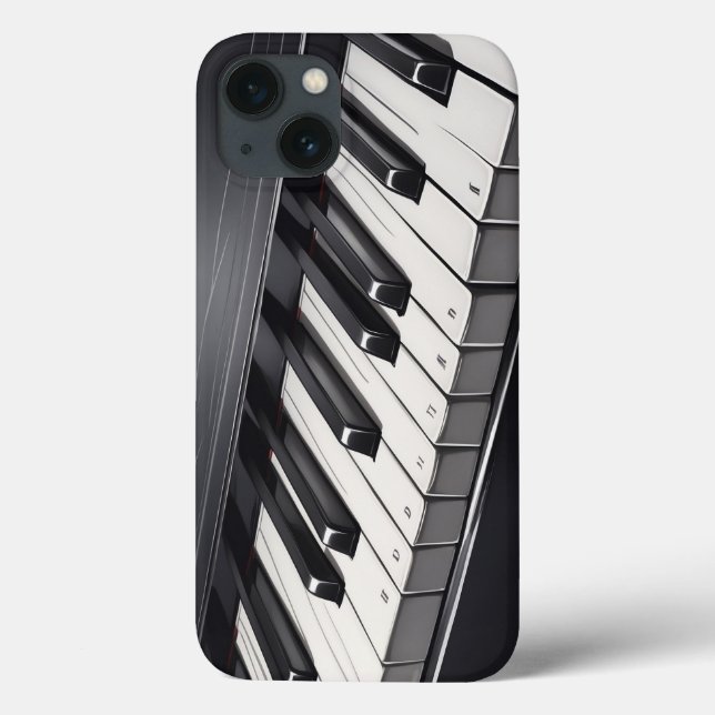 Diagonal Black & White Piano Keyboard Perspective Case-Mate iPhone Case (Back)