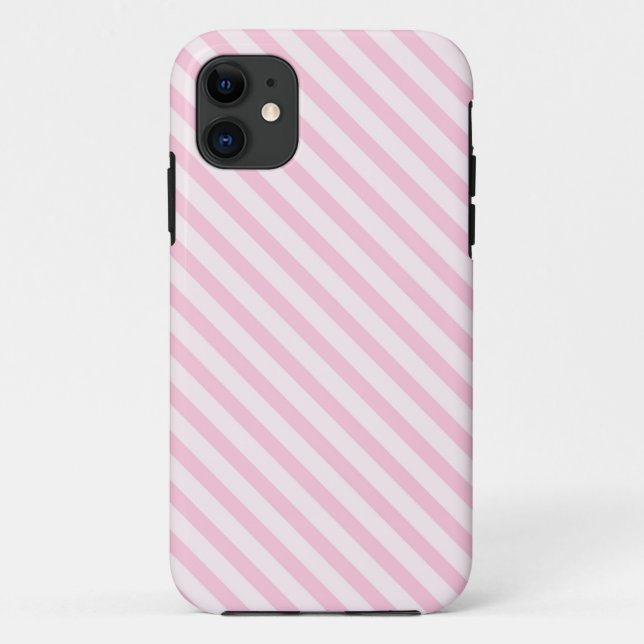 Diagonal Blossom Pink Stripes Case-Mate iPhone Case (Back)