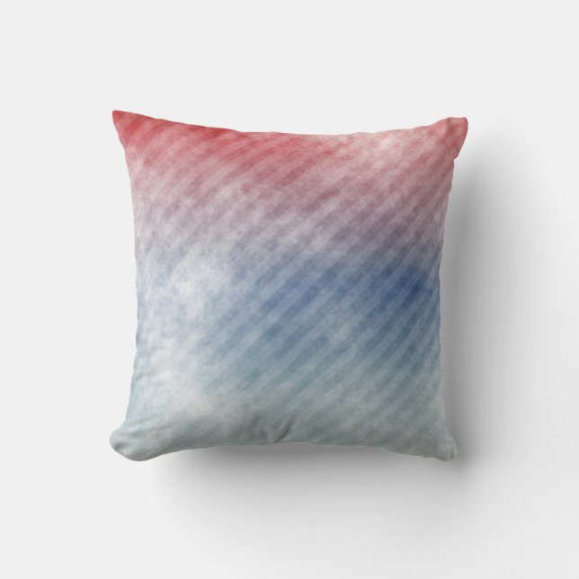 Diagonal Blue and Pink Stripe Modern Throw Cushion (Front)