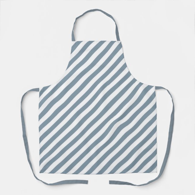 Diagonal blue and white stripes pattern apron (Front)