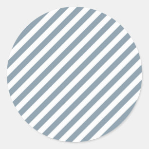 Diagonal blue and white stripes pattern classic round sticker