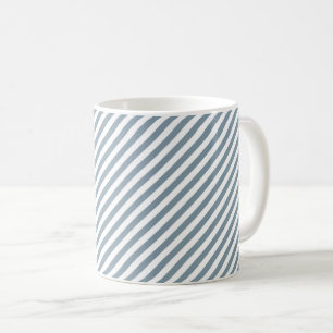 Diagonal blue and white stripes pattern coffee mug