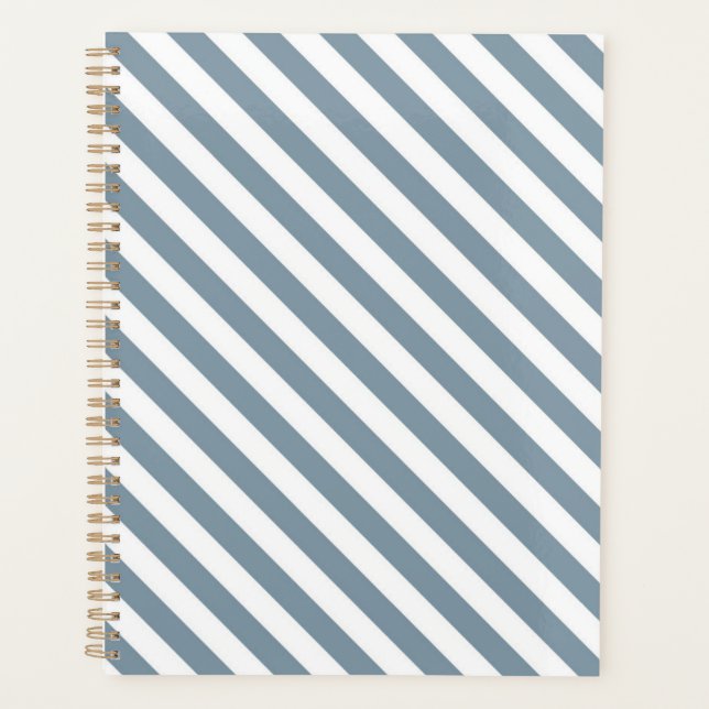 Diagonal blue and white stripes pattern planner (Front)
