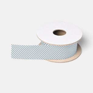 Diagonal blue and white stripes pattern satin ribbon